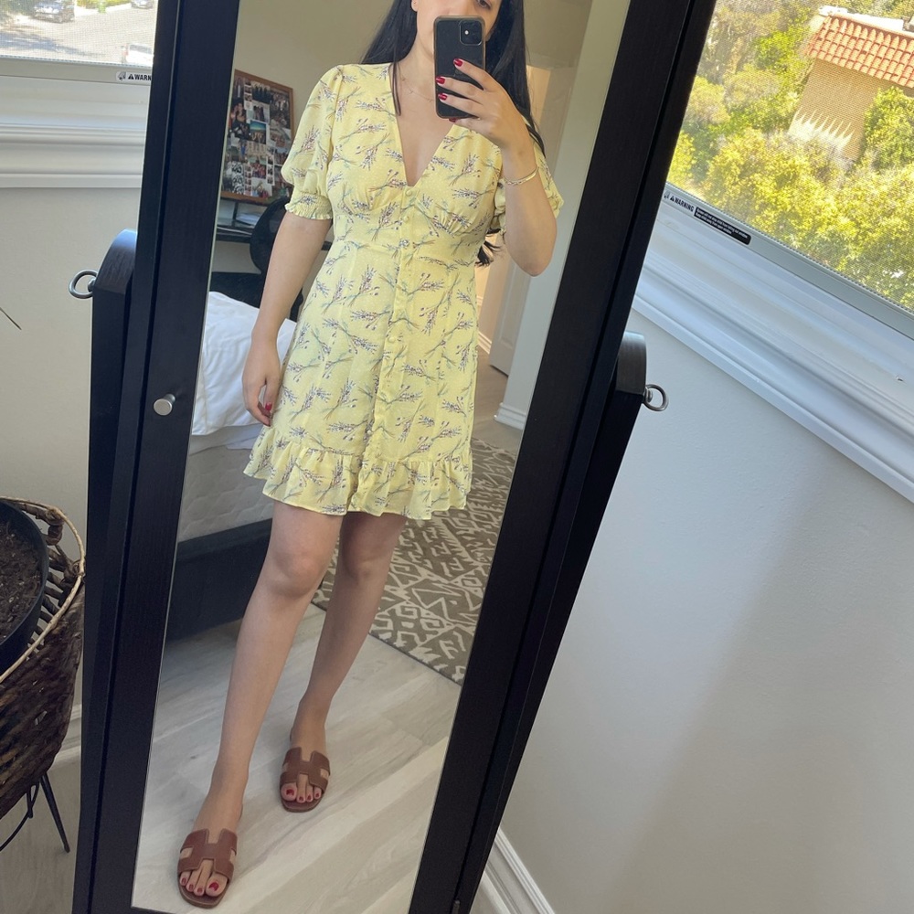 ASTR the label button down yellow day dress